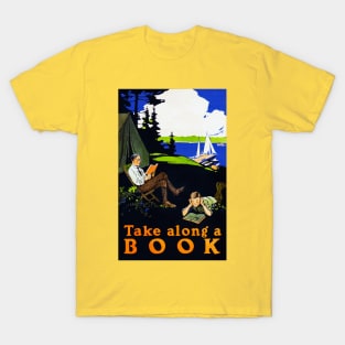 Remastered 1910 Take Along A Book Campsite Print T-Shirt